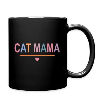 Cat Mama Pastell Bunt Herz Statement Katzen - Tasse einfarbig - Schwarz - Rechts