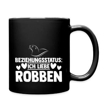 Seehund Seelöwe Robbe - Tasse einfarbig - Schwarz - Rechts