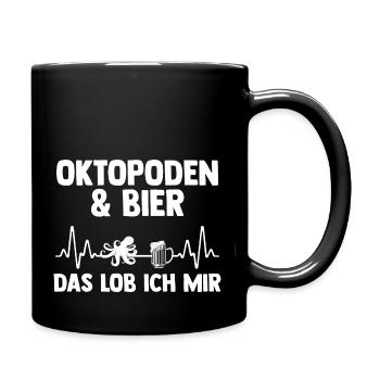 Tintenfisch Oktopus - Tasse einfarbig - Schwarz - Rechts