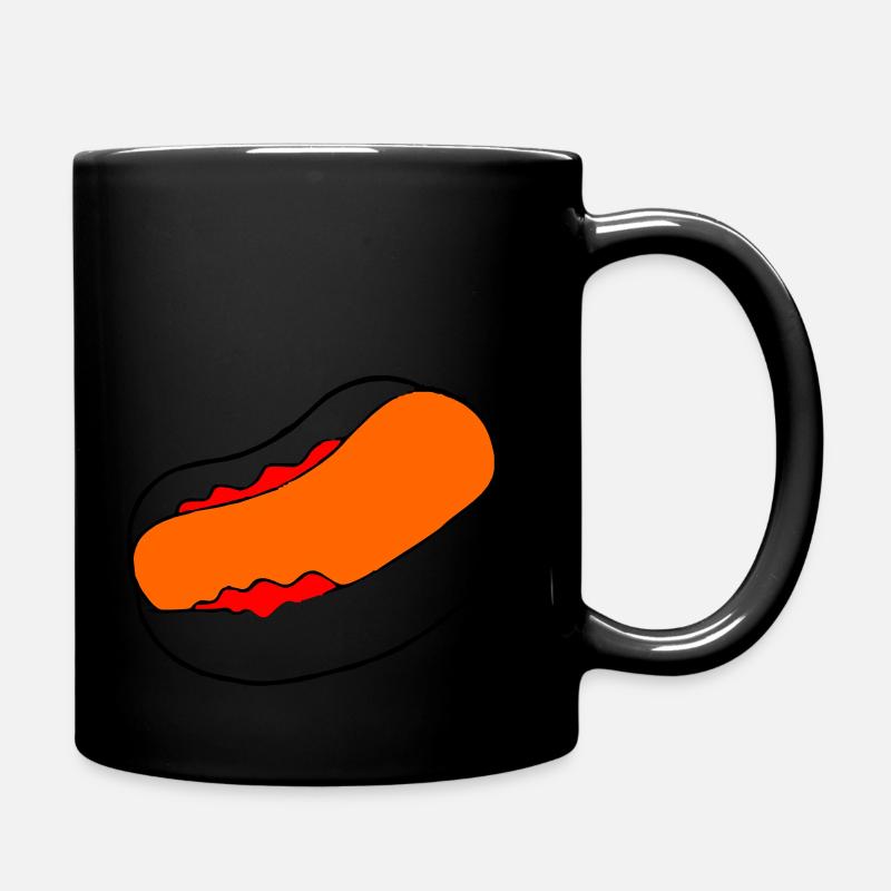 Grill wurst im Brötchen - Tasse einfarbig - Schwarz