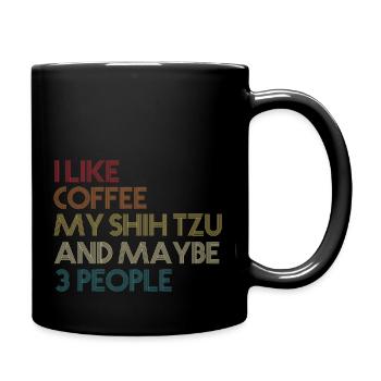 Shih Tzu Dog Owner Coffee Lovers Funny Vintage - Full Colour Mug - black - Right