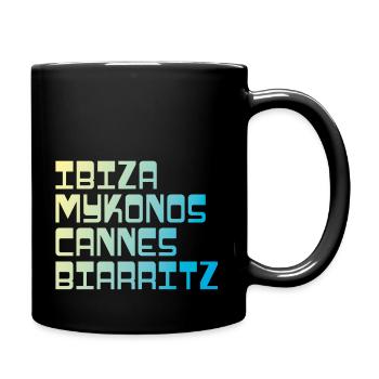 Urlaubs Shirt / ibiza, mykonos, cannes, biarritz - Tasse einfarbig - Schwarz - Rechts