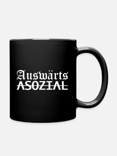 Auswärts Asozial - Tasse einfarbig - Schwarz
