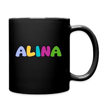 Name - Alina - Tasse einfarbig - Schwarz - Rechts