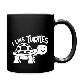 I Like Turtles Cute Tortoise Love Turtle Lover - Full Colour Mug - black - Right