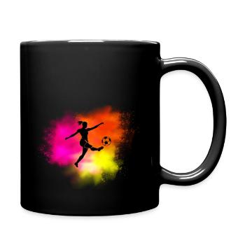 Coloré Femme Joueur De Football Fille Et Femmes Motif De Football - Mug uni - noir - Droite