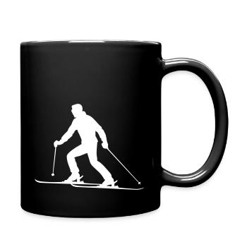 Ski Fahren Skiing Mann Silhouette - Tasse einfarbig - Schwarz - Rechts