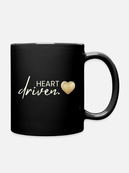 HEART DRIVEN - Herz Selbstbestimmung Selflove - Tasse einfarbig - Schwarz