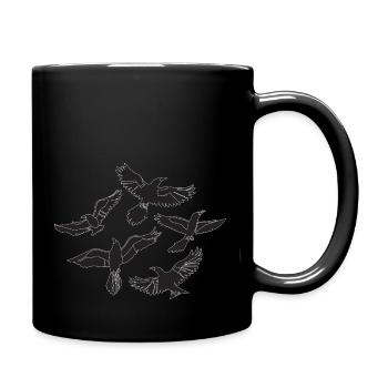 flying black ravens in the sky - Full Colour Mug - black - Right
