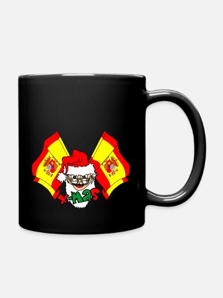Weihnachtsmann flaggt Spanien X-MAS - Tasse einfarbig - Schwarz