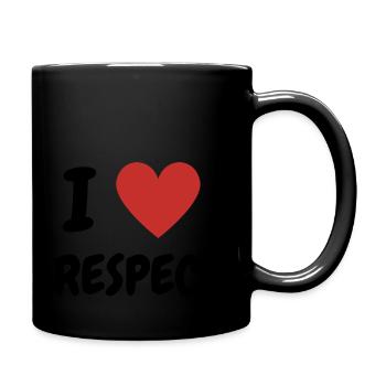 I Love Respect Herz-Design für starke Botschaften - Tasse einfarbig - Schwarz - Rechts