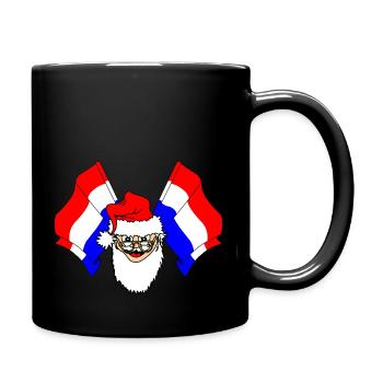 Weihnachtsmann mit holländischer Flagge - Tasse einfarbig - Schwarz - Rechts