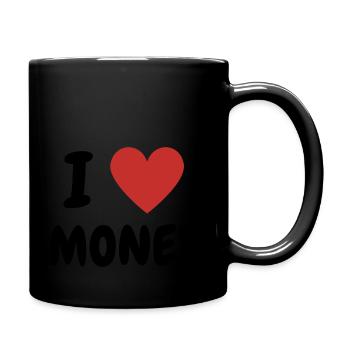 I Love Money - Herz-Design für Erfolgstypen - Tasse einfarbig - Schwarz - Rechts