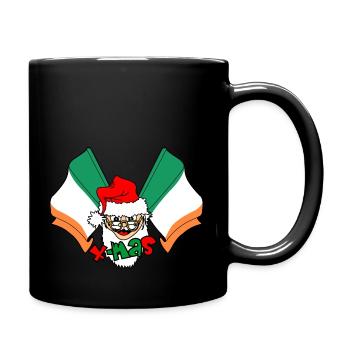 Weihnachten Weihnachtsmann mit Flaggen Irland - Tasse einfarbig - Schwarz - Rechts