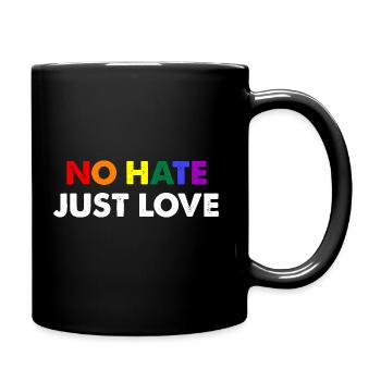 No Hate Just Love - Tasse einfarbig - Schwarz - Rechts