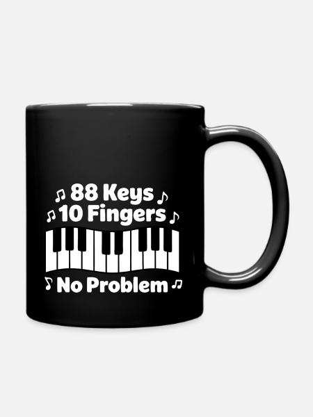 88 Tasten 10 Finger Kein Problem Klaviermusik Musiker - Ensfarvet krus - sort