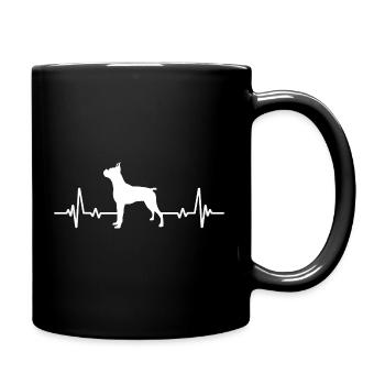Boxer Hund Herzschlag EKG - Tasse einfarbig - Schwarz - Rechts