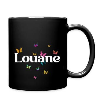 LOUANE - Beau prénom de fille avec des papillons - Mug uni - noir - Droite