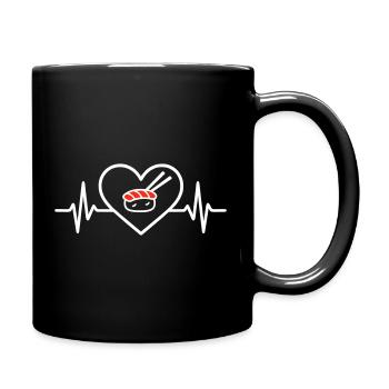 Minimalistisches Herz-Sushi-Design - Tasse einfarbig - Schwarz - Rechts