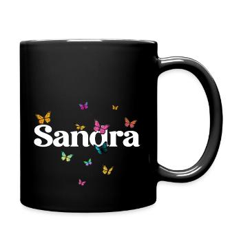 SANDRA - Schöner Mädchen Name mit Schmetterlingen - Tasse einfarbig - Schwarz - Rechts