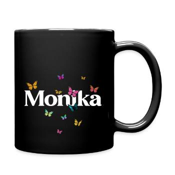 MONIKA - Schöner Mädchen Name mit Schmetterlingen - Tasse einfarbig - Schwarz - Rechts