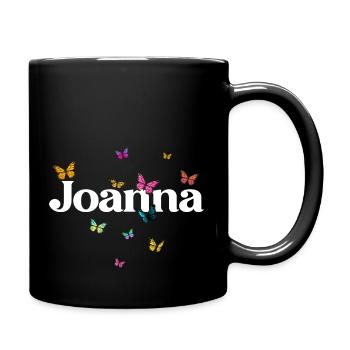 JOANNA - Beautiful girl name with butterflies - Full Colour Mug - black - Right