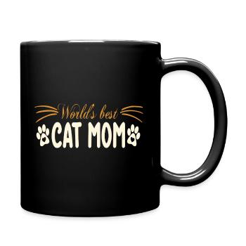Kat Mom design with paw print - Full Colour Mug - black - Right
