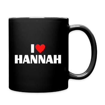 I love Hannah Red Heart Romantic Name Fan - Full Colour Mug - black - Right