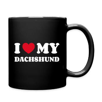 I Love My Dachshund Dackel - Tasse einfarbig - Schwarz - Rechts