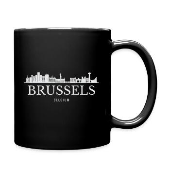 Brussels skyline, Brussels Belgium - Full Colour Mug - black - Right