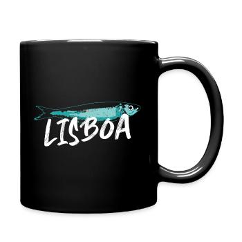 Sardine Lisboa illustration Portugal in summer - Full Colour Mug - black - Right