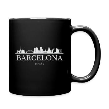 Barcelona Skyline, Barcelona Spanien - Tasse einfarbig - Schwarz - Rechts