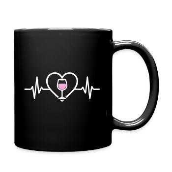 Roséwein-Herz - Tasse einfarbig - Schwarz - Rechts