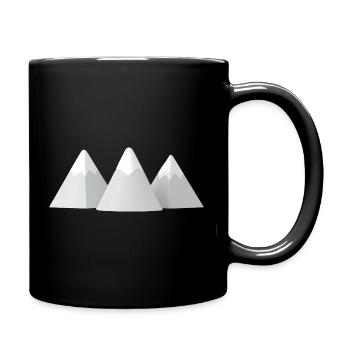 Minimalistische 3D-Schneeberge - Tasse einfarbig - Schwarz - Rechts