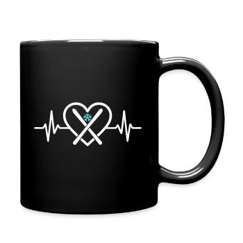 Skiing Heart Mountain Sport Snow Passion - Full Colour Mug - black - Right