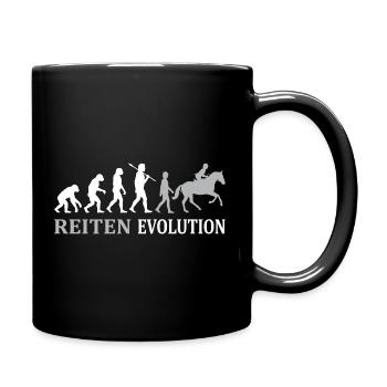 Reiten Evolution – Vom Affen zum Reiter - Tasse einfarbig - Schwarz - Rechts