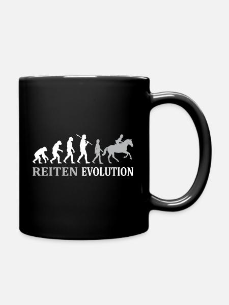 Reiten Evolution – Vom Affen zum Reiter - Tasse einfarbig - Schwarz
