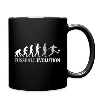 Fußball Evolution – Vom Affen zum Kicker - Tasse einfarbig - Schwarz - Rechts