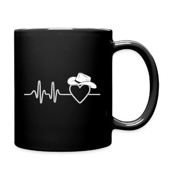 Battement de cœur avec silhouette de chapeau - Mug uni - noir - Droite