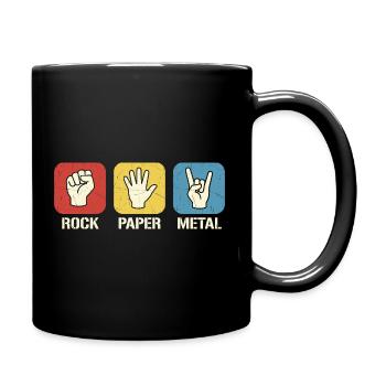Rock Paper Metal – Retro Rock Scissors Design - Mug uni - noir - Droite