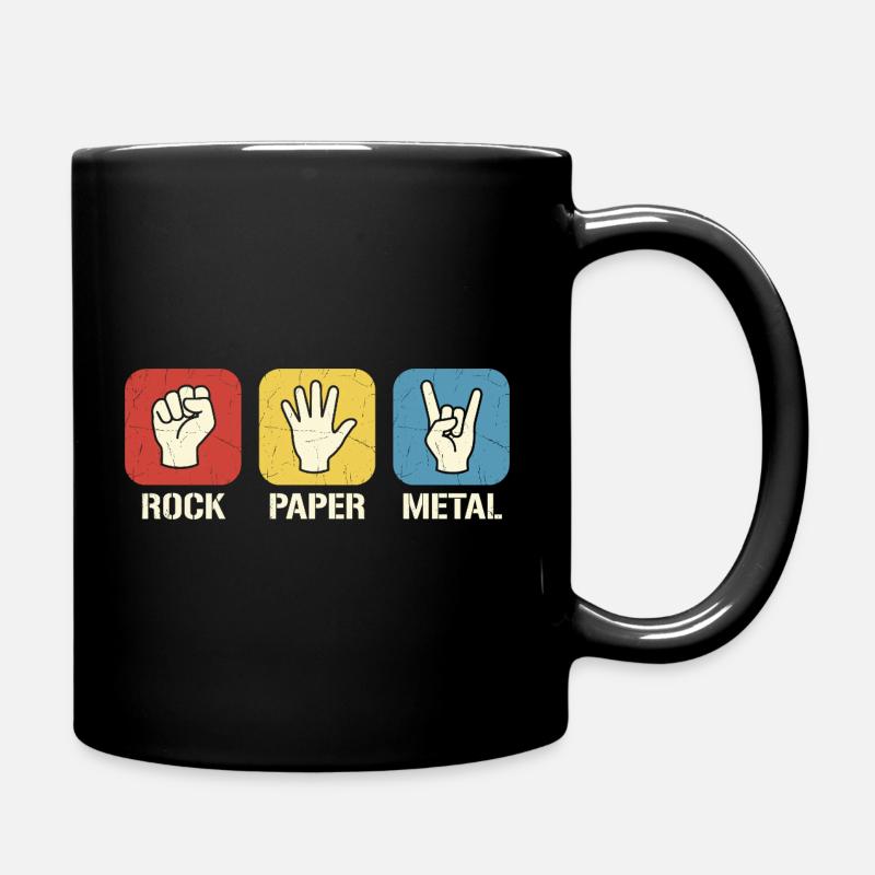 Rock Paper Metal – Retro Rock Scissors Design - Tasse einfarbig - Schwarz