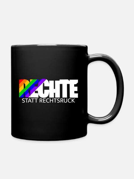 Human rights instead of a shift to the right - rainbow - Full Colour Mug - black
