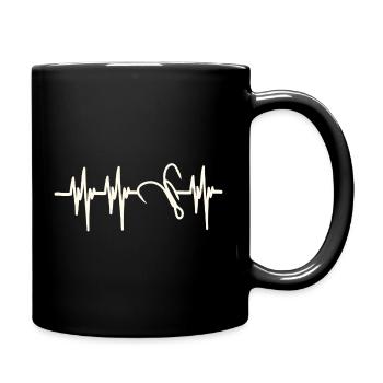 Heartbeat Angelhaken - Tasse einfarbig - Schwarz - Rechts