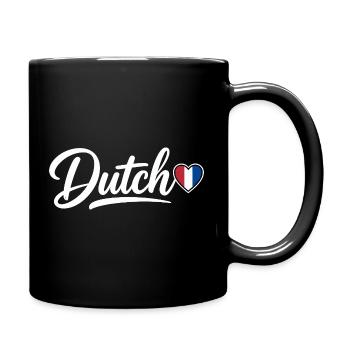 Dutch Script with Flag Heart Fan Patriotic - Full Colour Mug - black - Right