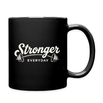 Entraînement rétro au gymnase avec haltères plus fort au quotidien - Mug uni - noir - Droite