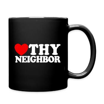 Liebe deinen Nächsten – Christlicher Glaube –Jesus - Tasse einfarbig - Schwarz - Rechts