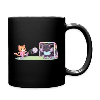 Cute Cats Playing Football Striker Goalkeeper Kids - Full Colour Mug - black - Right