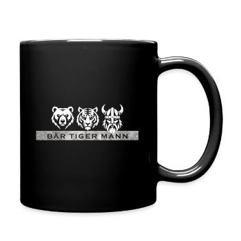 Bär Tiger Mann – Lustiger Bart Spruch Geschenk - Tasse einfarbig - Schwarz - Rechts