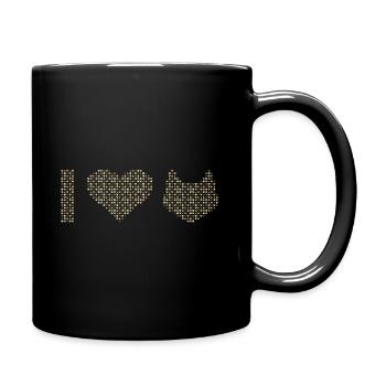 I Heart Cats from small Cat Faces  - Full Colour Mug - black - Right