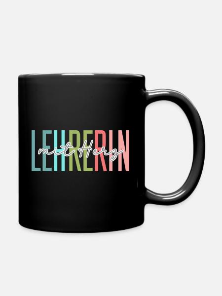 Lehrerin mit Herz Geschenk - Tasse einfarbig - Schwarz